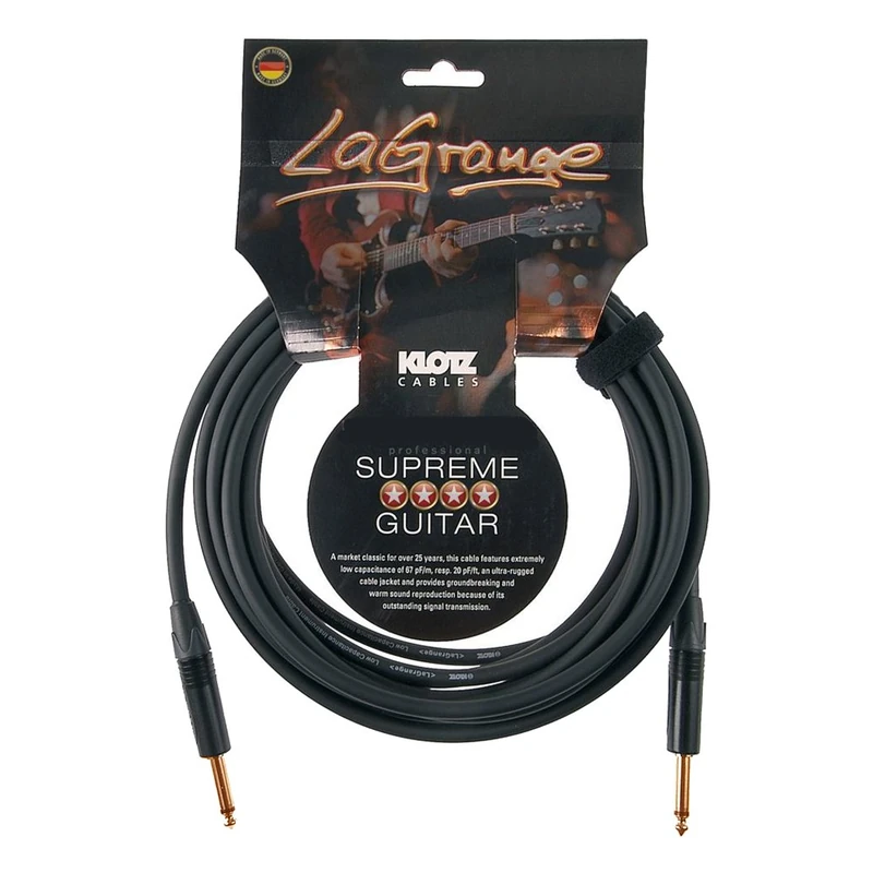 KLOTZ LaGrange - supreme guitar cable, with very low capacity, triple shielded (3, straight, gold contact)