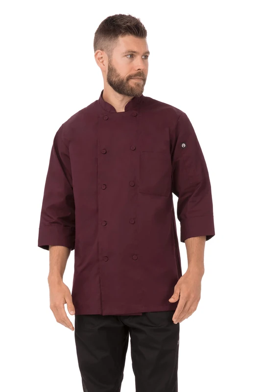 Chef Works Men's Jlclmer3xl Chefs-Jackets, Merlot, 3X-Large