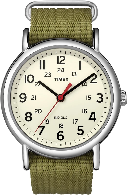 Timex Unisex Watch T2N651PF with Cream Dial and Olive Nylon Strap