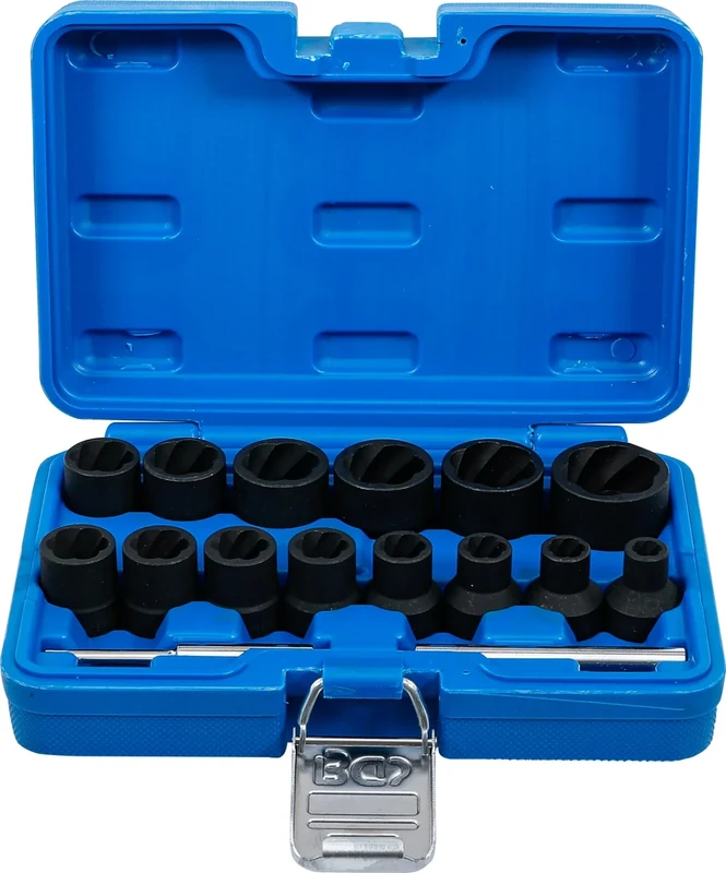BGS 5269 | Twist Socket Set (Spiral Profile) / Screw Extractor | 12.5 mm (1/2") Drive | 8 - 27 mm | 16 pcs.