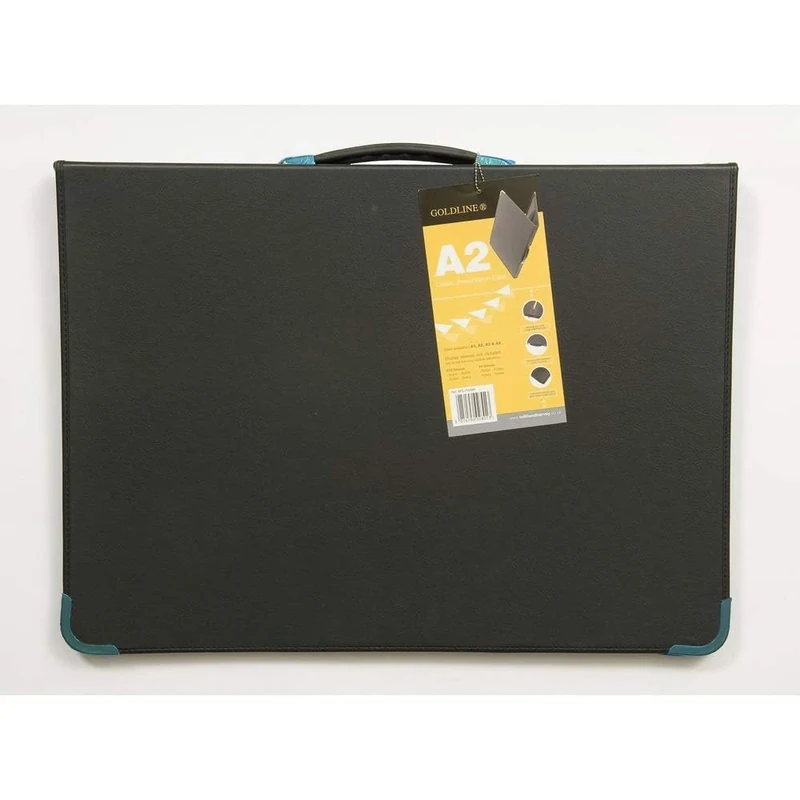 Clairefontaine - Ref BPCJ1A2BKZ - Goldline Classic Presenation Case with Rings (20 Pockets) - A2 (594 x 420mm) Size, Rigid Grained Vinyl, 6 Rings - Black Colour