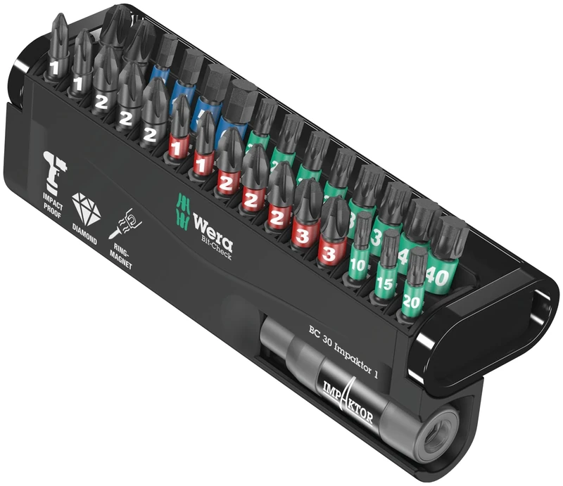 Wera 57690 Impaktor Assorted Bit Set, 30 Pieces