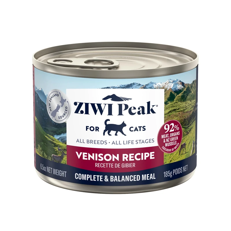ZIWI Peak Grain Free Cat Food Tins - All Natural High Protein Pate - New Zealand Venison Recipe - 12 x 185g Multipack
