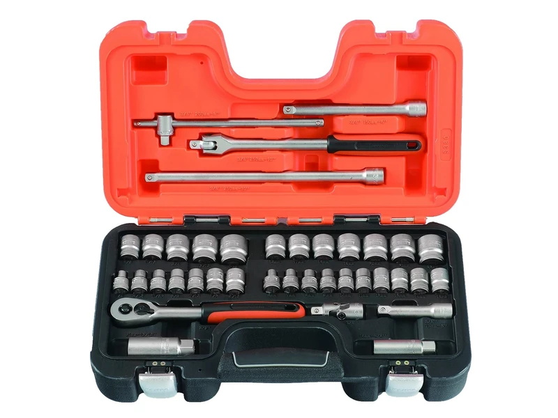 Bahco S380 Socket Set, Metric 3/8" Drive, 38 Pieces, Orange
