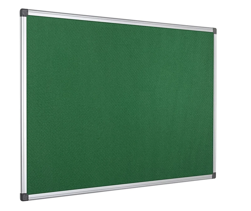 Bi-Office Notice Board Maya, Green Felt, Aluminium Frame, 120 x 90 cm