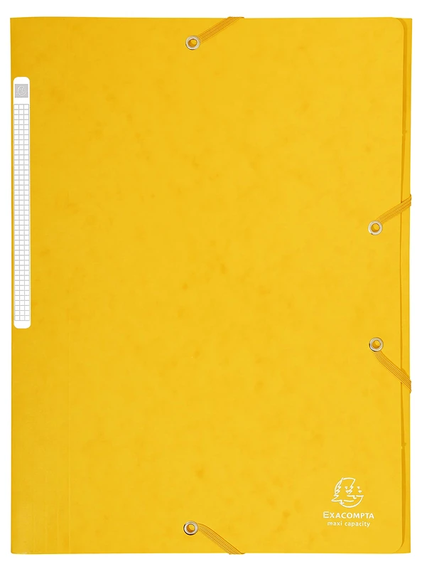 Exacompta - Ref 17106H - Elasticated 3-Flap Folder - 240 x 320mm in Size, Suitable for Storing A4 Documents, 425gsm Laminated Card, FSC-Certified - Yellow (Pack of 25)