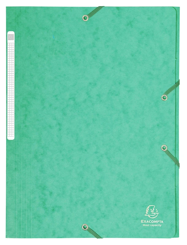 Exacompta - Ref 17103H - Elasticated 3-Flap Folder - 240 x 320mm in Size, Suitable for Storing A4 Documents, 425gsm Laminated Card, FSC-Certified - Green (Pack of 25)