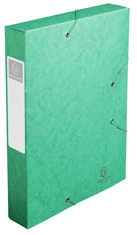 Exacompta - Ref. 16003H - 10 CARTOBOX filing boxes with rubber bands - delivered flat - 6 cm spine - 7/10th glossy card - 600g/m² - dimensions 25x33cm - A4 filing format - green color