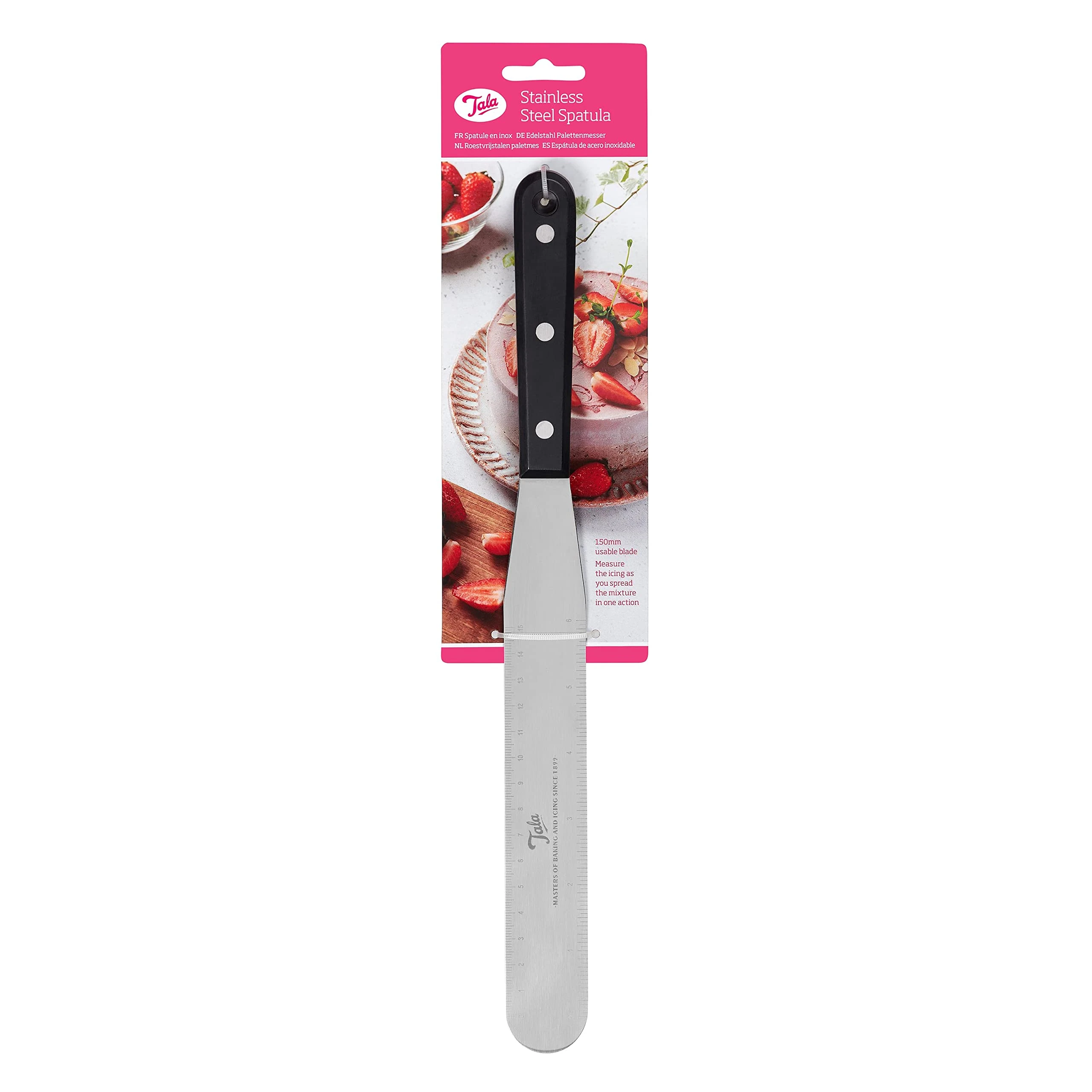 Tala Large Stainless Steel Palette Knife, Multi-use Kitchen Spatula with Flat Edge which is Perfect for use with All Types of Icing Dishwasher Safe and BPA Free