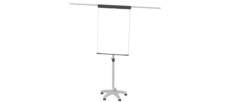 Maul Flipchart MAULstandard 73 x 101 cm Mobile Whiteboard with 5 Foot Castors and Round Base Magnetic and Height-Adjustable Board Quick Change Block Holder with 2 Paper Holders Grey