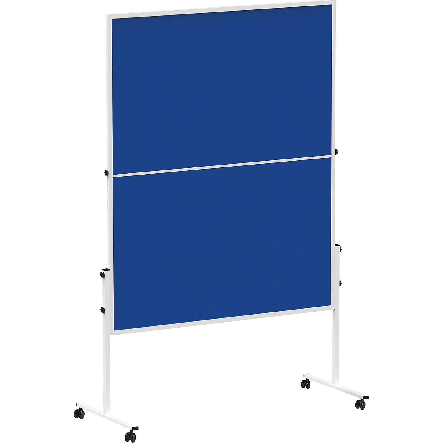 MAUL MAULsolid Presentation Board, 150 x 120 cm, Foldable Notice Board for Double-Sided Use, Felt Notice Board for Presentation Cards, Push Pins, Board for Office, School, University, Blue