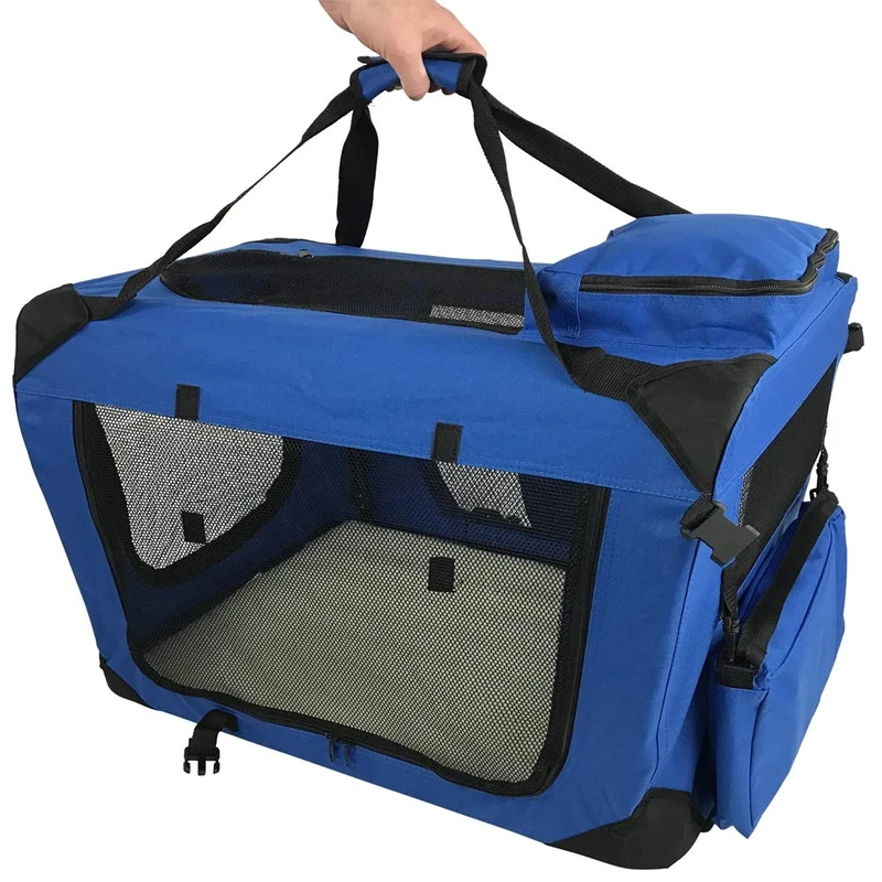 RayGar Pet Carrier Soft Crate Portable Foldable Fabric - Blue - XL