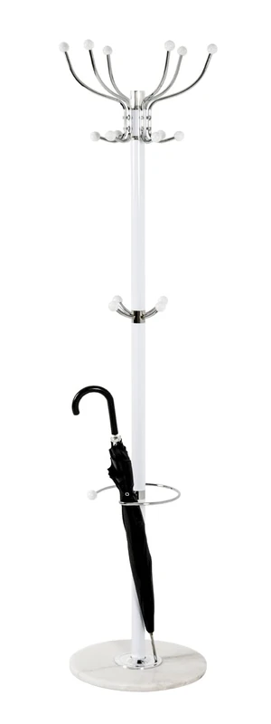 HAKU Mobel Hall-Tree Chrome, White, Marble, Metal - Size: H 176 cm X Ø 38 cm, Style: Modern