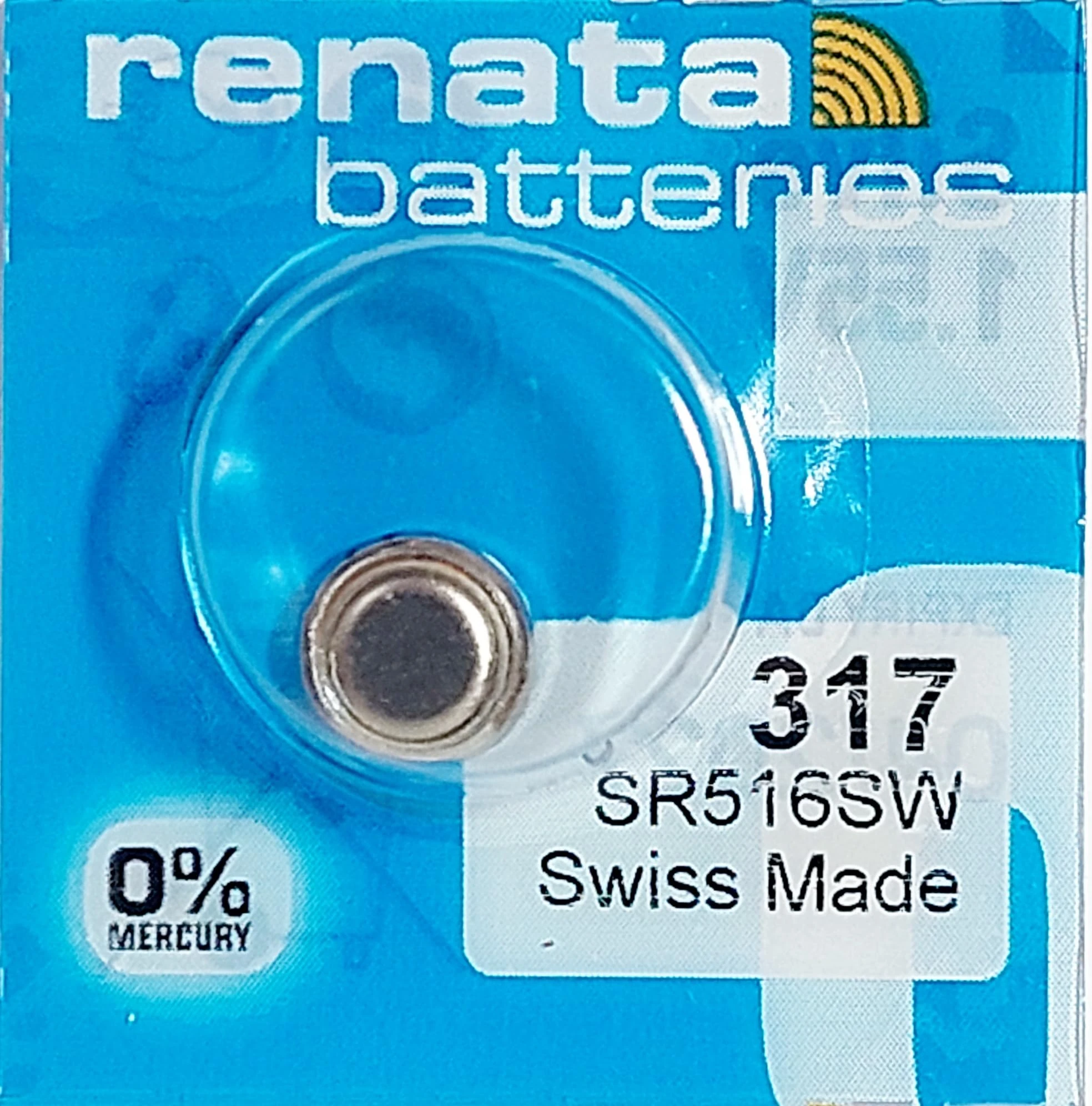 Renata One (1) X 317 SR516SW SB-AR Silver Oxide Watch Battery 1.55v Blister Packed