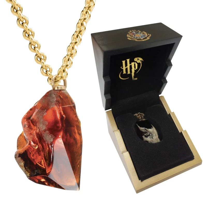 The Noble Collection Harry Potter Sorcerer’s Stone Pendant - 3″ (7.6cm) Philosopher's Stone Necklace With Gold Chain - Officially Licensed Harry Potter Film Set Jewellery Gifts