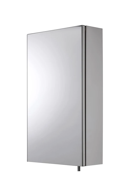 Croydex Anton Bathroom Mirror Cabinet, Polished Stainless Steel Bathroom Wall Cabinet, Adjustable Glass Shelf, Chrome Plated Handles, Supplied Fully Assembled with all Fixings Included, 55x30x12cm