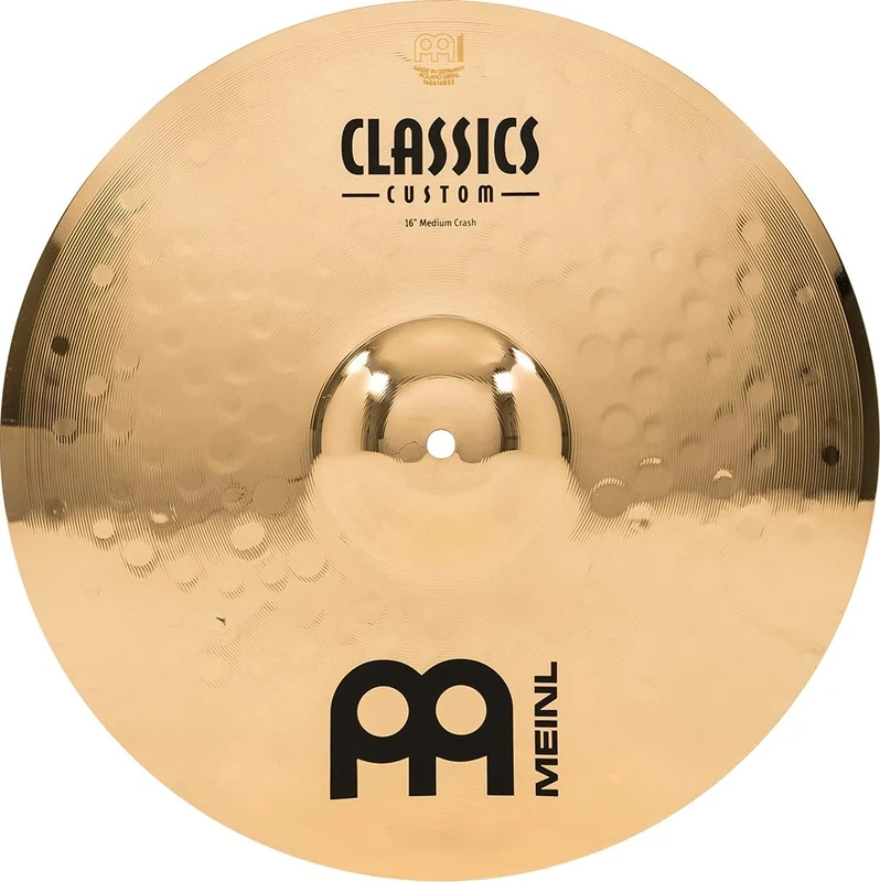 Meinl Cymbals Classics Custom Brilliant Crash Medium Cymbal 16 inch (Video) for Drum Set (40,64cm) B12 Bronze, Brilliant Finish, Made in Germany (CC16MC-B)