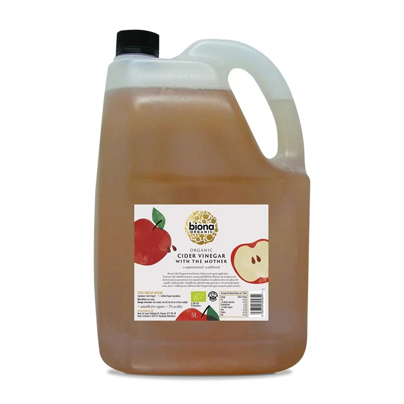 Biona Organic Apple Cider Vinegar With Mother 5 L, 5 Percent Acidity - Raw, Unfiltered & Unpasteurised - Naturally Vegan