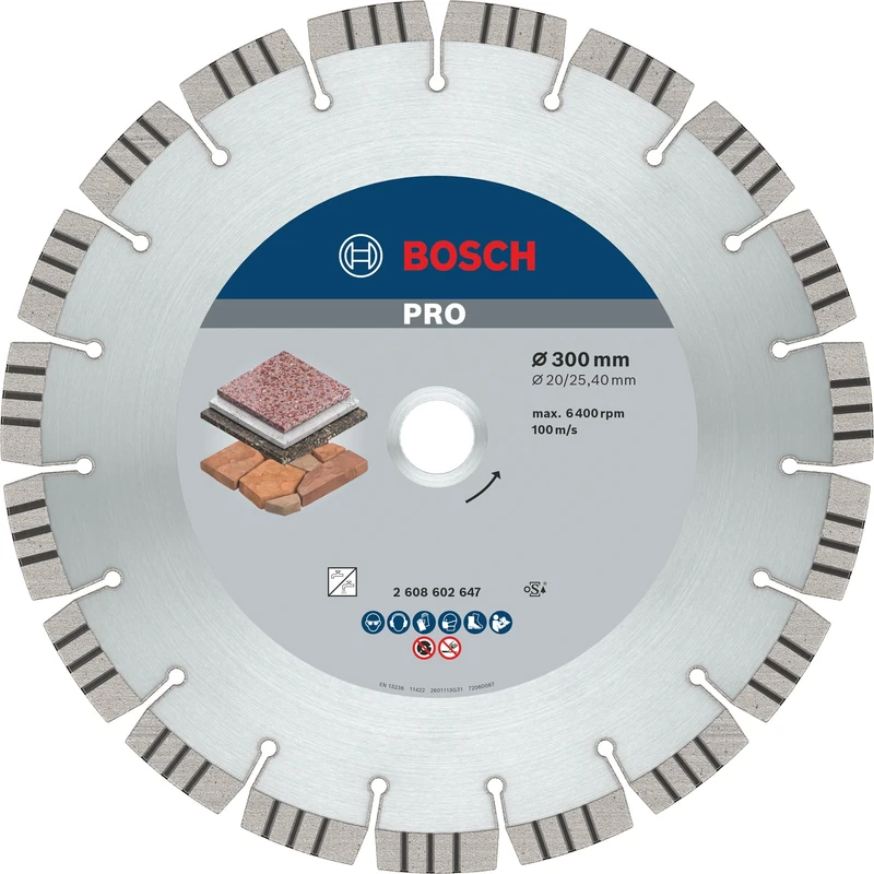 Bosch 1x PRO Stone Diamond Cutting Disc for Bore 25.4 and Table and Petrol Saws (for Soft stone, Hard stone, Ø 300 mm, Professional Accessory Table Circular Saw, Petrol Saw)