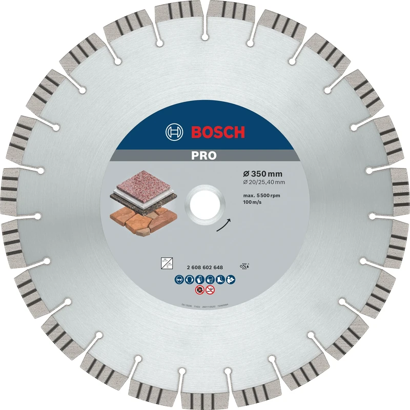 Bosch 1x PRO Stone Diamond Cutting Disc for Bore 25.4 and Table and Petrol Saws (for Soft stone, Hard stone, Ø 350 mm, Professional Accessory Table Circular Saw, Petrol Saw)