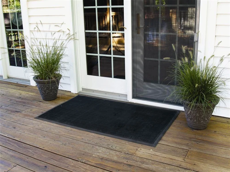 Black Heavy Duty Rubber Bristle Brush Mat - 80 x 100 cm - Image 1