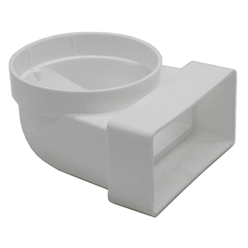 Kair Elbow Bend Adaptor 110mm x 54mm to 100mm - 4 inch Rectangular to Round 90 Degree Bend Adapter for Converting to Different Size Plastic Ducting Systems - Female