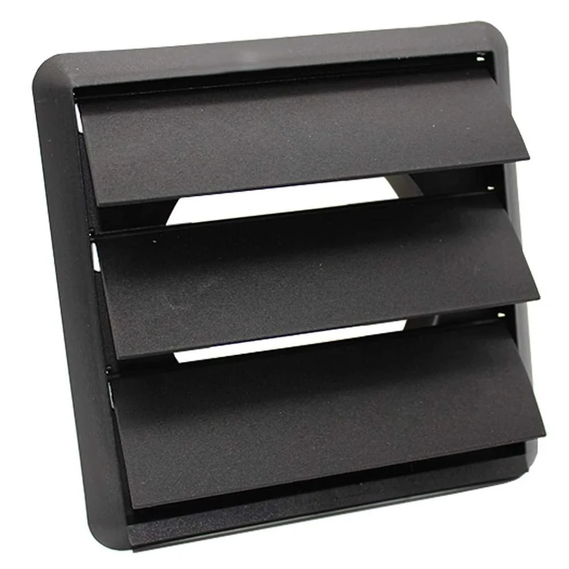 Kair Black 100mm Gravity Wall Vent Grille - 99.5mm / 4 Inch Round Rear Spigot & 155mm Front Cover - Backdraught Prevention Shutter Flaps