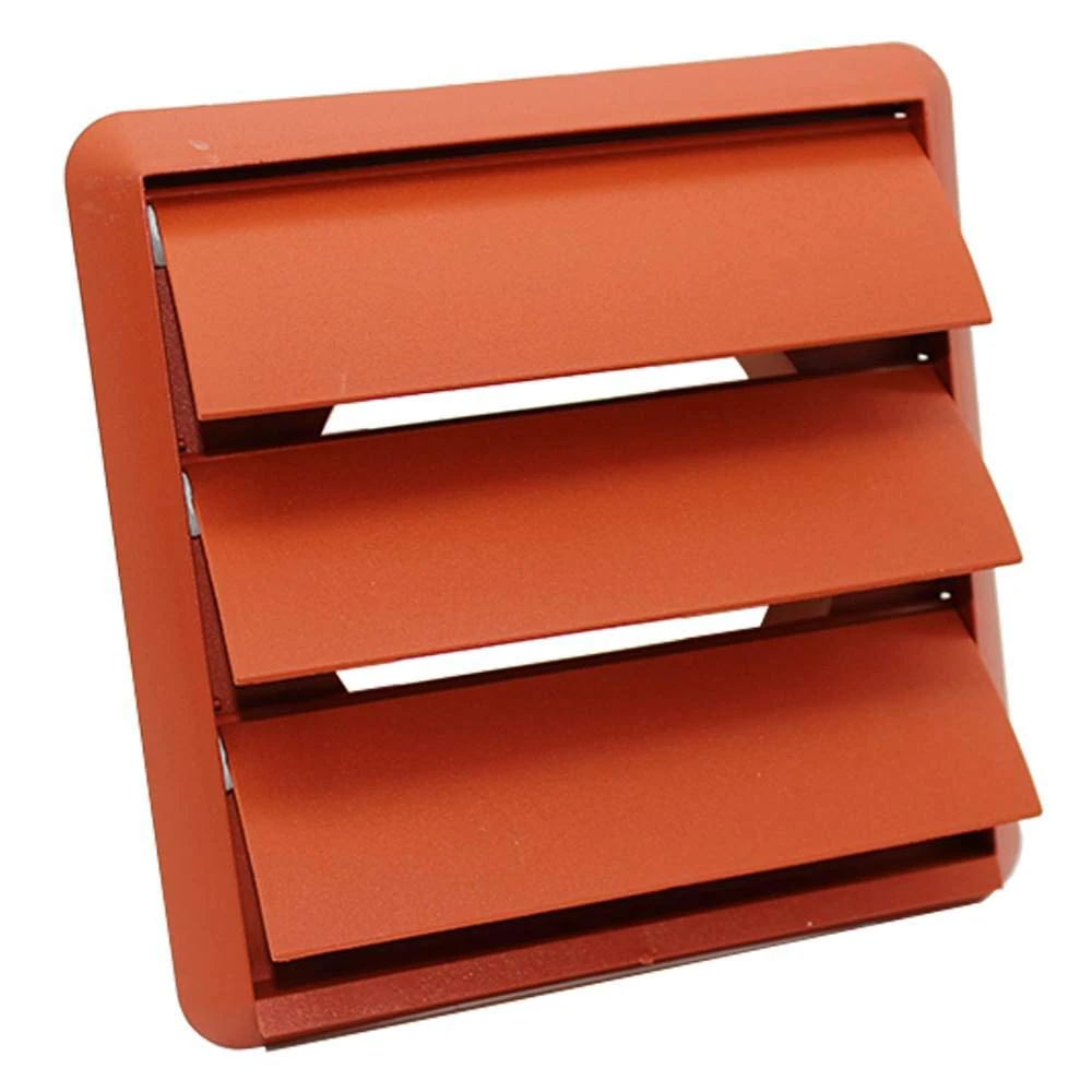 Kair Terracotta Gravity Grille 155mm External Dimension Ducting Air Vent with 100mm - 4 inch Round Rear Spigot and Not-Return Shutters