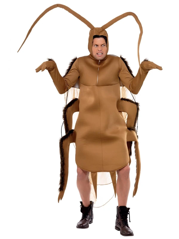 Smiffys Cockroach Costume, Brown Bodysuit with Sleeves, Funny Fancy Dress, Adult Dress Up Costumes
