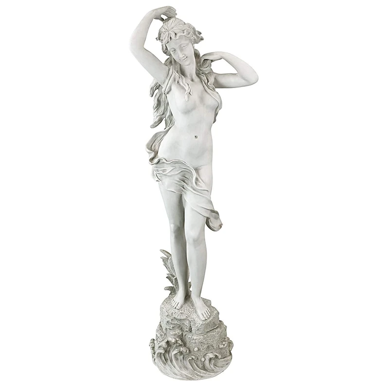 Design Toscano Spring Awakening Classic Woman Garden Statue, 102 cm, Polyresin, Antique Stone, White
