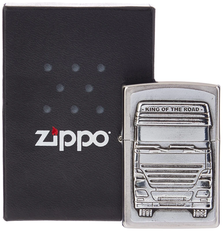 ZIPPO Unisex Adult TRUCKERS - KING OF THE ROAD EMBLEM WINDPROOF POCKET LIGHTER - CHROME,