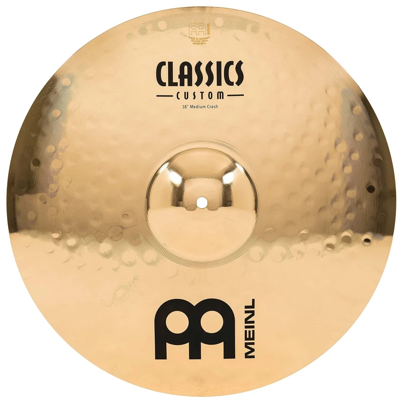 Meinl Cymbals Classics Custom Brilliant Crash Medium Cymbal 18 inch (Video) for Drum Set (45,72cm) B12 Bronze, Brilliant Finish, Made in Germany (CC18MC-B)