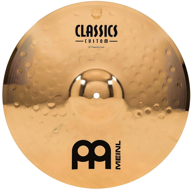 Meinl Cymbals Classics Custom Brilliant Powerful Crash Cymbal 16 inch (Video) for Drum Set (40,64cm) B12 Bronze, Brilliant Finish, Made in Germany (CC16PC-B)