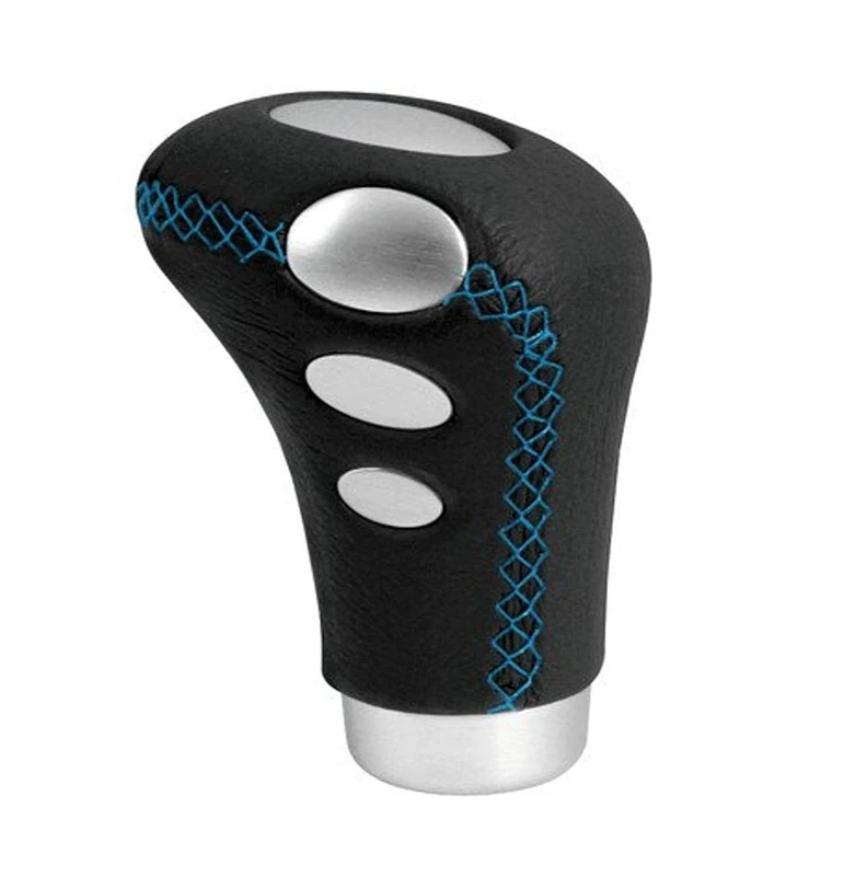 Lampa Cobra 00080 Gear Knob Black Leather with Blue Stitching
