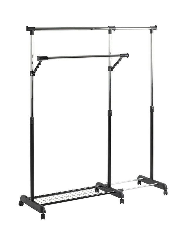 HAKU Möbel Wardrobe Chrome, Black, Synthetic Material, Metal - Size: W 94-160 cm X H 103-170 cm X D 49 cm, Style: Modern