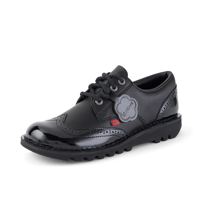 Kickers Women's Kick Lo Brogue Lace-Up Flats, Black, 5 UK