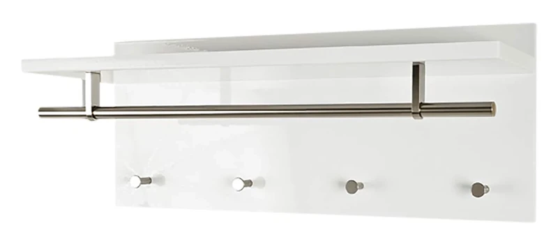 HAKU Möbel Wardrobe Stainless Steel Look, White, Mdf - Size: W 75 cm X H 30 cm X D 26 cm, Style: Modern