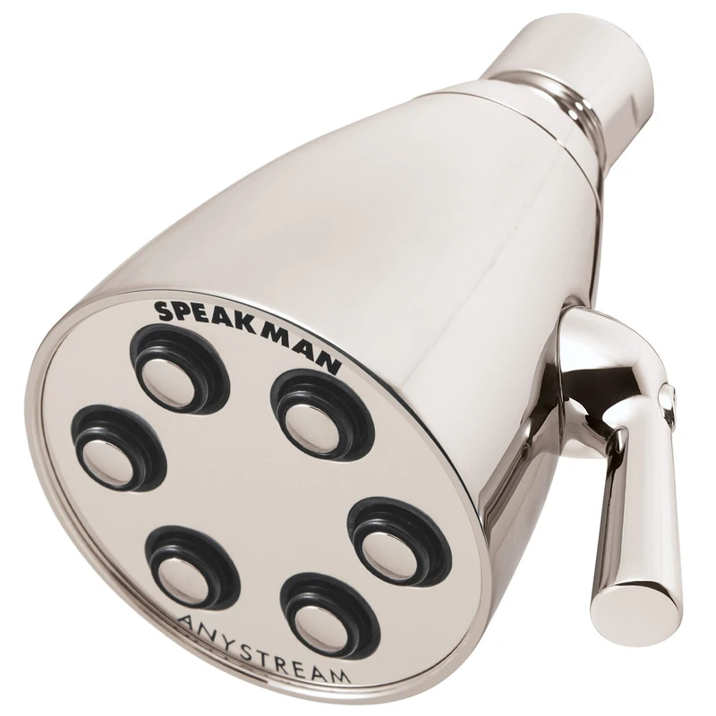 Speakman S-2252-PN Signature Icon Anystream Adjustable High Pressure Shower Head-2.5 GPM Solid Brass Replacement Bathroom Showerhead, Polished Nickel