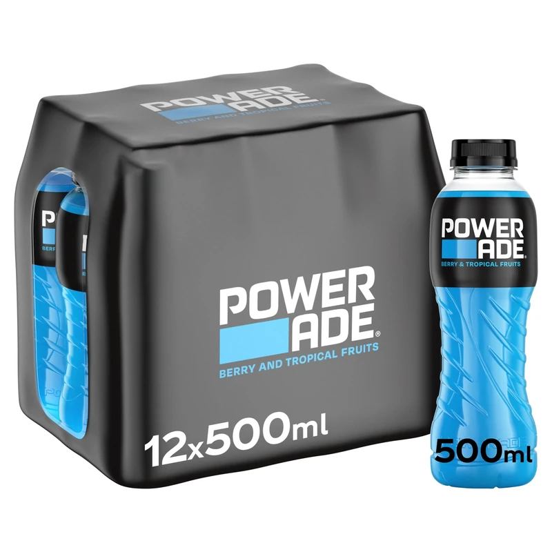 Powerade Bottle Berry, Tropical 500 ml (Pack of 12)