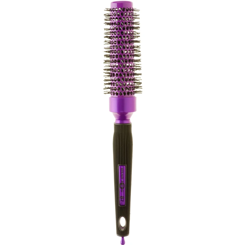 Head Jog 87 Purple Radial Brush. Ceramic Coating Barrel with Nylon Bristle & Rubber Handle. Lightweight & Durable Hair Brush for Hairdressing. Reduce Frizz for Healthy Looking Hair. (25mm)