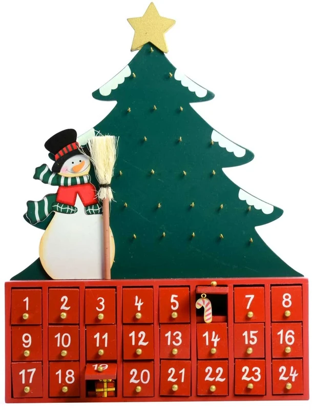Kurt Adler Wooden Snowman with Tree Advent Calendar