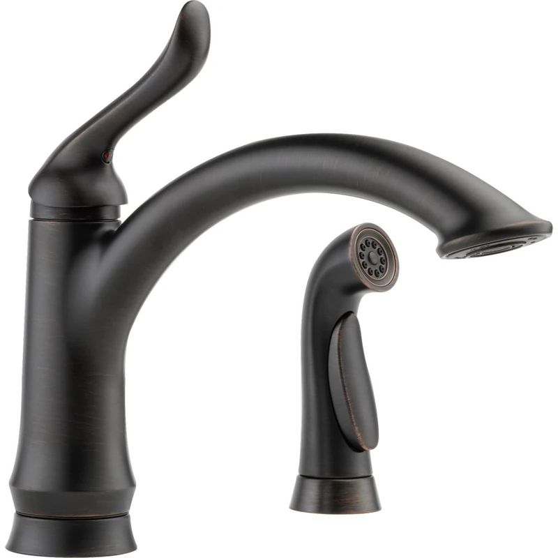 Delta 4453-RB-DST Linden Single-Handle Kitchen Faucet with Matching Side Sprayer, Venetian Bronze