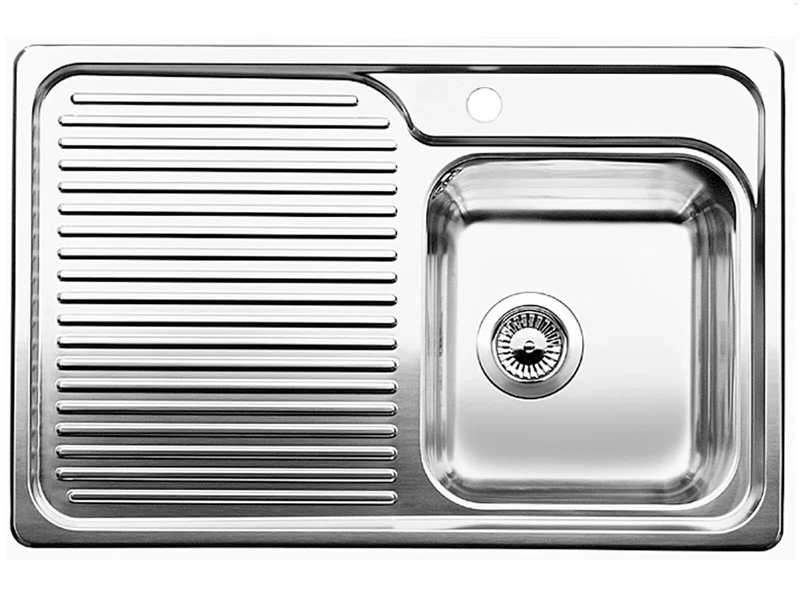 BLANCO Classic 40 S | Stainless Steel | Installation Type: Inset Installation from Above | Main Bowl on The Right | for 40 cm Wide Base cabinets | Scratch-Resistant | [78x51x20.4 cm]
