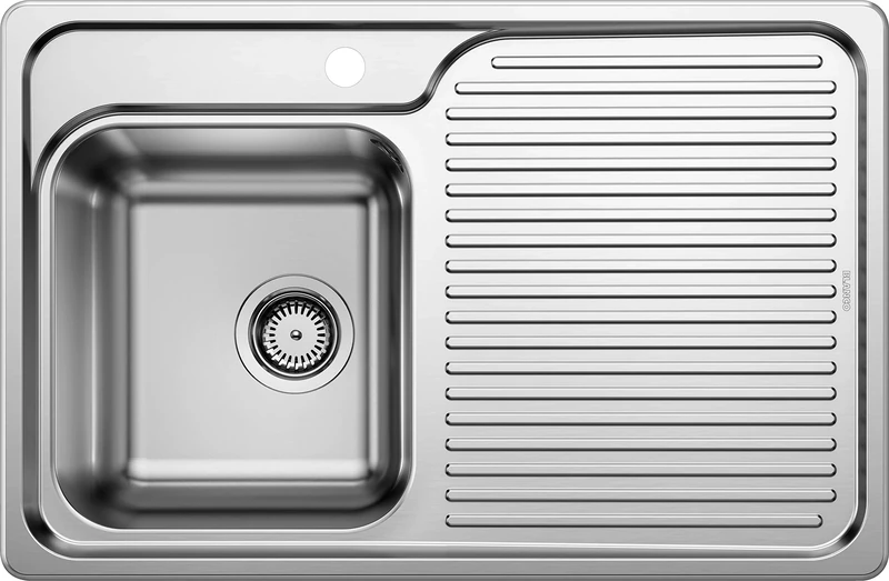 BLANCO Classic 40 S | Stainless Steel | Installation Type: Inset Installation from Above | Main Bowl on The Left | for 40 cm Wide Base cabinets | Scratch-Resistant | [78x51x20.4 cm]