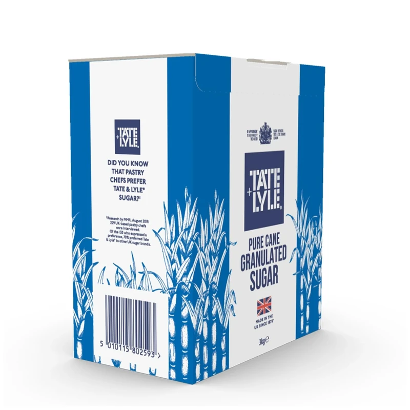Tate & Lyle - Granulated White Sugar - Versatile Pure White Cane Sugar for Everyday Sweetening, Cooking & Baking - Consistently Fine Quality - UK Packed - 1 x 3kg