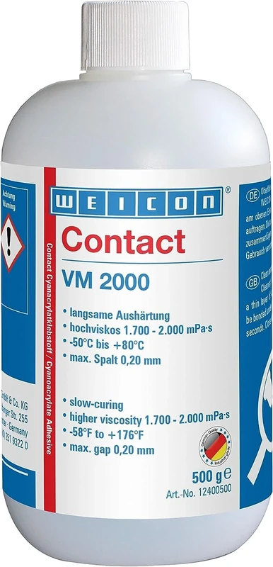 WEICON Contact VM 2000 Cyanoacrylate Adhesive 500 g, Metal bonding of All Kinds
