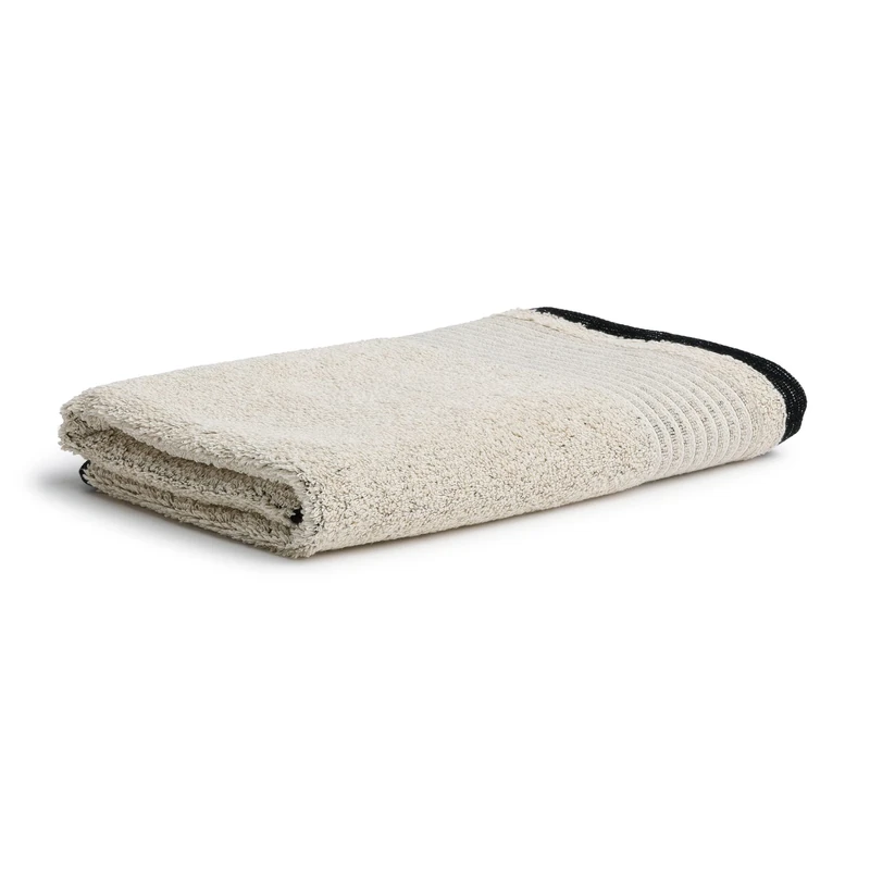 möve Eden sauna towel piped border 80 x 200 cm made of 80% cotton / 20% linen, nature / black