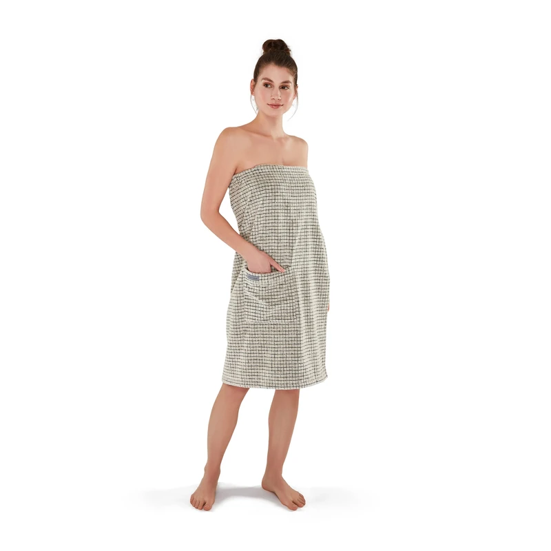 Möve Eden sarong in S. 40/48, 80% cotton / 20% linen, nature/black
