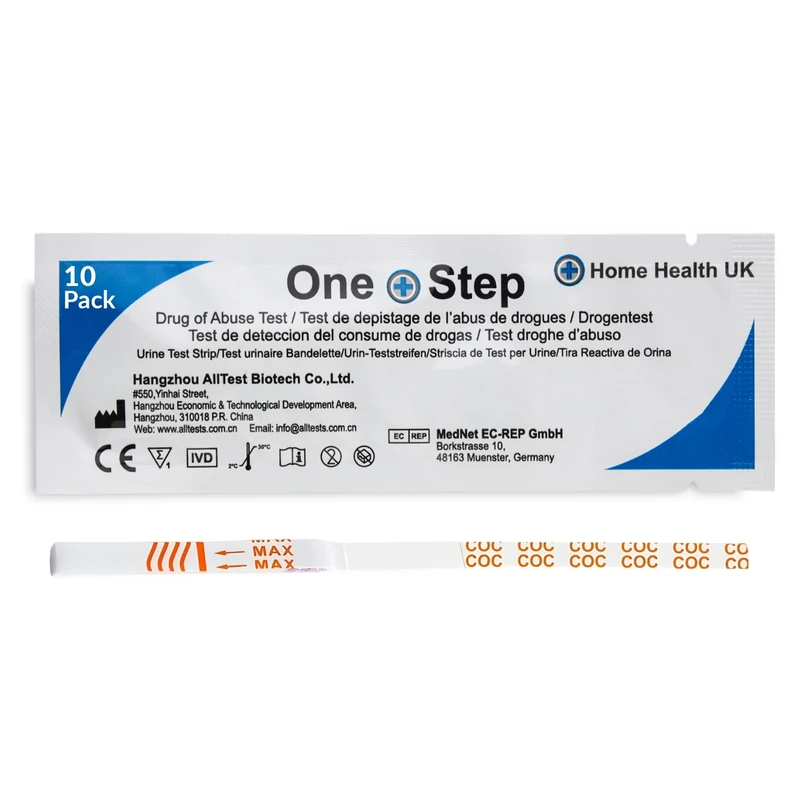 10 x Drug Testing Kits Cocaine Single Urine Test Strips - One Step