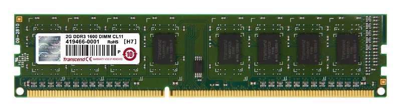 Transcend JetRam 2GB DDR3 RAM 1600MHz Unbuffered Long-DIMM 1Rx8 CL11 1.5V, JM1600KLN-2G - Image 1